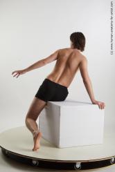 Underwear Man White Sitting poses - simple Slim Medium Brown Sitting poses - ALL Standard Photoshoot Academic