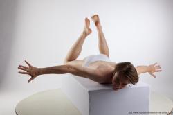 Underwear Man White Laying poses - ALL Slim Short Brown Laying poses - on stomach Standard Photoshoot Academic