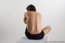 Underwear Man White Sitting poses - simple Slim Short Brown Sitting poses - ALL Standard Photoshoot Academic