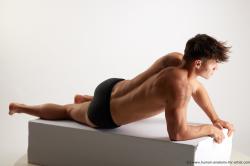 Underwear Man White Laying poses - ALL Athletic Short Brown Laying poses - on side Standard Photoshoot Academic