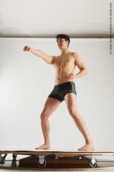 Underwear Martial art Man Asian Slim Short Black Multi angles poses Academic