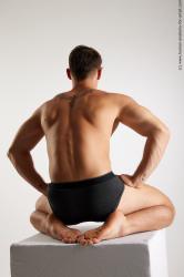 Underwear Man White Kneeling poses - ALL Athletic Short Brown Kneeling poses - on both knees Standard Photoshoot Academic