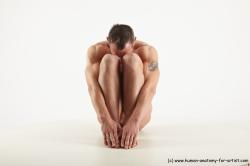 Nude Man White Sitting poses - simple Slim Short Brown Sitting poses - ALL Standard Photoshoot Realistic