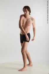 Underwear Man White Standing poses - ALL Slim Short Brown Standing poses - simple Standard Photoshoot Academic