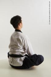 Sportswear Man Asian Sitting poses - simple Slim Short Black Sitting poses - ALL Standard Photoshoot Academic