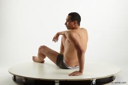 Nude Man Black Sitting poses - simple Slim Short Black Sitting poses - ALL Standard Photoshoot Realistic