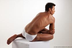 Underwear Man Black Kneeling poses - ALL Athletic Short Kneeling poses - on both knees Black Standard Photoshoot Academic