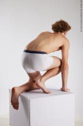 Underwear Man White Kneeling poses - ALL Athletic Medium Blond Kneeling poses - on one knee Standard Photoshoot Academic