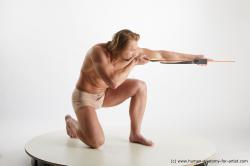 Underwear Man White Kneeling poses - ALL Athletic Medium Blond Kneeling poses - on one knee Standard Photoshoot Academic
