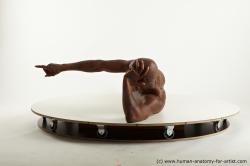 Nude Man Black Laying poses - ALL Athletic Bald Laying poses - on side Standard Photoshoot Realistic