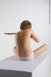 Underwear Man White Sitting poses - simple Slim Short Brown Sitting poses - ALL Standard Photoshoot  Academic