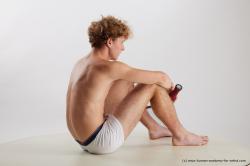 Underwear Man White Sitting poses - simple Athletic Medium Blond Sitting poses - ALL Standard Photoshoot Academic