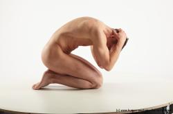 Nude Man White Kneeling poses - ALL Slim Short Brown Kneeling poses - on both knees Standard Photoshoot Realistic