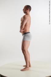 Underwear Man White Standing poses - ALL Muscular Short Brown Standard Photoshoot Academic