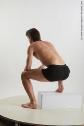 Underwear Man White Kneeling poses - ALL Slim Medium Brown Kneeling poses - on both knees Standard Photoshoot Academic