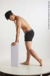 Underwear Man White Standing poses - ALL Slim Short Standing poses - bend over Black Standard Photoshoot Academic