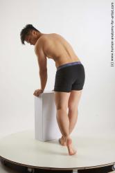 Underwear Man White Standing poses - ALL Slim Short Standing poses - bend over Black Standard Photoshoot Academic