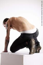 Casual Man White Kneeling poses - ALL Underweight Short Brown Kneeling poses - on one knee Standard Photoshoot Academic