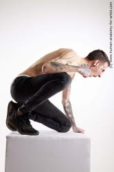 Casual Man White Kneeling poses - ALL Underweight Short Brown Kneeling poses - on one knee Standard Photoshoot Academic