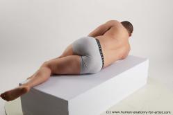 Underwear Man White Laying poses - ALL Muscular Short Brown Laying poses - on side Standard Photoshoot Academic