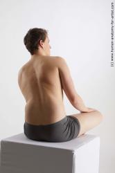 Underwear Man White Sitting poses - simple Slim Short Brown Sitting poses - ALL Standard Photoshoot Academic