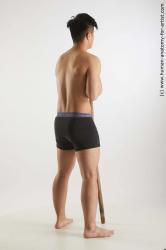 Underwear Man Asian Standing poses - ALL Slim Short Black Standing poses - simple Standard Photoshoot Academic