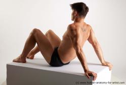 Underwear Man White Sitting poses - simple Athletic Short Brown Sitting poses - ALL Standard Photoshoot Academic