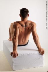 Underwear Man White Sitting poses - simple Athletic Short Brown Sitting poses - ALL Standard Photoshoot Academic