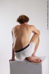 Underwear Man White Kneeling poses - ALL Athletic Medium Blond Kneeling poses - on one knee Standard Photoshoot Academic