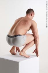 Underwear Man White Kneeling poses - ALL Muscular Short Brown Kneeling poses - on both knees Standard Photoshoot Academic