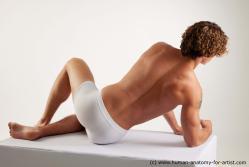 Underwear Man White Laying poses - ALL Athletic Medium Brown Laying poses - on side Standard Photoshoot Academic