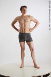 Underwear Man White Standing poses - ALL Slim Short Brown Standing poses - simple Standard Photoshoot Academic