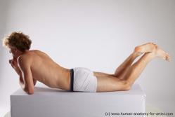 Underwear Man White Laying poses - ALL Athletic Short Blond Laying poses - on stomach Standard Photoshoot Academic