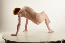 Nude Man White Laying poses - ALL Slim Short Brown Laying poses - on back Standard Photoshoot Realistic