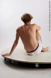 Underwear Man White Sitting poses - simple Athletic Short Blond Sitting poses - ALL Standard Photoshoot Academic