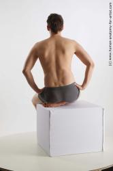 Underwear Man White Sitting poses - simple Slim Short Brown Sitting poses - ALL Standard Photoshoot Academic